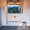 Mondiaz ALAN-DLUX Ensemble de meuble - 120cm - meuble Ostra mat - 0 tiroirs - Lavabo Cloud Ostra suspendu - vasque Gauche et droite - 2 trous de robinet SW809303