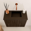 Mondiaz JOYA 50cm meuble de toilette - couleur Walnut - Vasque FAYE position Droite Sans trou de robinet couleur Urban SW1421365