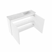 MONDIAZ TURE-DLUX Meuble de toilettes 80 cm Talc. Lavabo EDEN Opalo position droite. Avec 1 trou de robinet. SW1104145