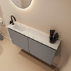 MONDIAZ TURE-DLUX Meuble toilette - 100cm - Smoke - EDEN - vasque Opalo - position gauche - 1 trou de robinet SW1126211