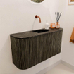 Mondiaz JOYA-DLUX Meuble de salle de bains 83.2cm - arrondis gauche et droite couleur Shadow - Vasque FAYE position Milieu Sans trou de robinet couleur Lava SW1422908