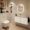 MONDIAZ HOPE Toiletplaat Set - solid surface achterwand - 100x125cm - Planchet 100x23cm - voorgeboord - Opalo SW1105170
