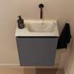 MONDIAZ TURE-DLUX meuble de toilettes 40cm Dark Grey. EDEN lavabo Ostra position droite. Sans trou de robinet. SW1104798