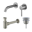 Fortifura Calvi Slim Kit mitigeur lavabo - robinet encastrable - bonde non-obturable - siphon design bas - PVD SW891939