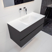 Mondiaz VICA Meuble Dark grey avec 2 tiroirs 100x50x45cm vasque lavabo Cloud centre sans trou de robinet SW409750