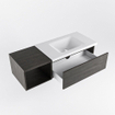 MONDIAZ BUKLA Meuble de salle de bains 120 cm avec module ouvert 40 couleur Dark Brown avec 1 tiroir. Lavabo CLOUD à droite 0 trous de robinet couleur Talc. SW1382088