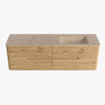 Mondiaz CIRO-DLUX Meuble de salle de bains - 160x45x50cm - Plan vasque solid surface Arena - 1 lavabo à droite - 1 trou de robinet - 4 tiroirs - Chêne SW1533791