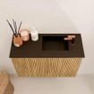 Mondiaz JOYA 60cm meuble de toilette - couleur Chêne - Vasque FAYE position Droite 1 trou de robinet couleur Urban SW1421178