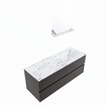 Mondiaz VICA-DLUX ensemble de meuble de salle de bain - 130cm - meuble sous-vasque gris foncé - 4 tiroirs - lavabo encastré cloud droite - 1 trou de robinet - version haute de 60cm - glace SW1087630