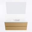 Mondiaz VICA ensemble de meuble de salle de bain - 120cm - meuble sous-vasque oro - 2 tiroirs - lavabo denia milieu - 1 trou de robinet - couleur Blanc Brillant - miroir LED - version XL 60cm de haut SW1092026