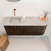 Mondiaz JOYA-DLUX 91.6cm toiletmeubel - ronding rechts kleur Walnut - Wastafel FAYE positie Links Zonder kraangat kleur Glace. SW1422403