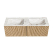 MONDIAZ KURVE-DLUX 130cm Meuble salle de bain - couleur Oak - 2 tiroirs - vasque LEAF double - 2 trous de robinet - couleur Frappe SW1137372