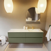 Mondiaz VICA-DLUX ensemble de meuble de salle de bain - 150cm - meuble sous-vasque armée - 4 tiroirs - lavabo encastré cloud droite - 1 trou de robinet - version haute de 60cm - opalo SW1086497