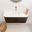 Mondiaz JOYA 83.2cm toiletmeubel - ronding links en rechts kleur Walnut - Wastafel FAYE positie Midden Zonder kraangat kleur Talc. SW1421289