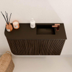 Mondiaz JOYA 71.6cm meuble de salle de bains - arrondi gauche couleur Walnut - Vasque FAYE position Droite 1 trou de robinet couleur Urban. SW1421398