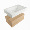 Mondiaz ALAN-DLUX Ensemble de meuble - 70cm - meuble Washed Oak mat - 1 tiroir - Lavabo Cloud Opalo suspendu - vasque Centre - 0 trous de robinet SW809218