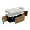 MONDIAZ THOR-DLUX 120cm meuble de salle de bains arrondi gauche + droite couleur Dusk avec 1 tiroir et 2 portes. Vasque suspendue CLOUD droite sans trou de robinet couleur Glace. SW1463254