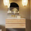 MONDIAZ VICA-DLUX Ensemble meuble de salle de bains - 110cm - sous-meuble chêne blanchi - 2 tiroirs - lavabo encastré cloud gauche - sans trous de robinetterie - version haute 60cm - frape SW1088785