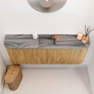 Mondiaz JOYA-DLUX 113.2cm toiletmeubel - ronding links en rechts kleur Oak - Wastafel FAYE positie Midden 1 kraangat kleur Sombra. SW1424300