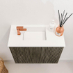 Mondiaz JOYA 50cm toiletmeubel - kleur Shadow - Wastafel FAYE positie Links 1 kraangat kleur Talc. SW1421440