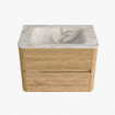 Mondiaz CIRO-DLUX Ensemble meuble de salle de bains - 70x45x50cm - lavabo Solid surface Frappe - 1 vasque au milieu - sans trous de robinet - 2 tiroirs - Chêne SW1530774
