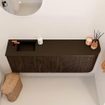 Mondiaz JOYA 111.6cm toiletmeubel - ronding rechts kleur Walnut - Wastafel FAYE positie Links 1 kraangat kleur Urban. SW1421366