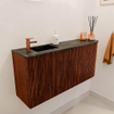Mondiaz JOYA-DLUX Meuble de salle de bains - 91,6cm - arrondi droit couleur Ruby - Lavabo FAYE position Gauche 1 trou de robinet couleur Lava SW1423662