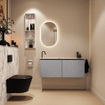MONDIAZ TURE-DLUX Meuble toilette - 120cm - Plata - EDEN - vasque Glace - position gauche - 1 trou de robinet SW1103445