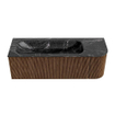 MONDIAZ KURVE-DLUX 135cm Meuble salle de bain avec module 25 D - couleur Walnut - 1 tiroir - 1 porte - vasque BIG MEDIUM gauche - sans trou de robinet - couleur Lava SW1137268