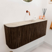 Mondiaz JOYA-DLUX 103.2cm toiletmeubel - ronding links en rechts kleur Walnut - Wastafel FAYE positie Midden Zonder kraangat kleur Frappe. SW1422365