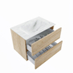 MONDIAZ VICA-DLUX Ensemble meuble de salle de bains - 70cm - meuble bas Washed oak - 2 tiroirs - lavabo encastré cloud central - 1 trou de robinet - version haute 60cm - opalo SW1088394