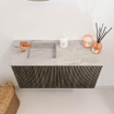 Mondiaz JOYA-DLUX 70cm meuble de salle de bains - couleur Shadow - Vasque FAYE position Gauche 1 trou de robinet couleur Glace. SW1422746