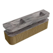 MONDIAZ THOR-DLUX Meuble de salle de bains 190cm arrondi gauche + droite couleur Dusk avec 2 tiroirs et 2 portes. Vasque suspendue CLOUD Double 2 trous de robinet couleur Sombra. SW1466712
