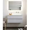 Mondiaz VICA ensemble de meuble de salle de bain - 100cm - meuble sous-vasque cale - 2 tiroirs - lavabo cloud droite - sans trou de robinet - miroir LED - version XL 60cm haut SW1097828