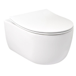 Plieger kansas WC suspendu avec cuvette compacte sans rebord 36x49cm comprenant un siège de toilette mince à fermeture souple et un dispositif de levage blanc brillant. SW499848