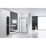 Van Rijn Products ST04 Nisdeur - 120x200cm - helder glas - dikte 6mm - zwart SW890340
