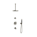 Hotbath Cobber IBS20 Regendoucheset - inbouw - 30cm plafondarm - 30cm ronde hoofddouche - staafhanddouche - geborsteld nikkel (RVS) SW440424