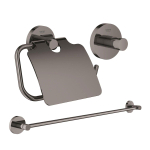 GROHE Essentials accessoireset 3-delig met handdoekhouder, handdoekhaak en toiletrolhouder met klep hard graphite SW529101