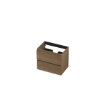 INK Wastafelonderkast - 60x40x52cm - 2 lades - greeploos - met houten keerlijst - MDF - Ash grey SW439199
