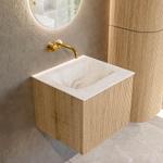 MONDIAZ KURVE-DLUX 50cm Meuble salle de bain - couleur Oak - 1 tiroir - vasque GRUNNE centre - sans trou de robinet - couleur Frappe SW1138529