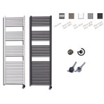 Sanicare radiateur électrique design 172 x 45 cm 920 watts thermostat noir en bas à gauche gris argenté SW890917