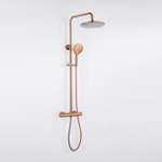 Fortifura Calvi Regendoucheset - thermostatisch - 30cm hoofddouche - metalen slang - ronde handdouche - Geborsteld koper PVD (Koper) SW1204442