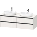 Duravit Ketho 2 meuble sous-lavabo y compris plan de console avec 4 tiroirs pour vasque à droite 160x55x56.8cm avec poignées anthracite blanc brillant SW772025
