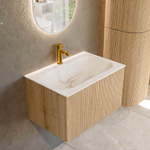 MONDIAZ KURVE-DLUX 70cm Meuble salle de bain - couleur Oak - 1 tiroir - vasque BIG SMALL centre - 1 trou de robinet - couleur Frappe SW1137324