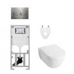 Villeroy & Boch Subway 2.0 DirectFlush toiletset - Geberit UP320 inbouwreservoir - softclose - Geberit Sigma20 rvs bedieningsplaat - ronde knoppen - white alpin SW73467