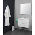 Basic Bella Meuble avec lavabo acrylique 80x55x46cm 1 trou de robinet avec miroir Blanc brillant SW398134