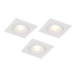 QAZQA Xena Spot encastrable - lot de 3 - 8x8cm - IP44 - Carré - Blanc SW1209713