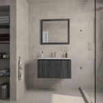 Adema Holz Ensemble meuble salle de bains - 80x45x45cm - 1 vasque en céramique blanche - 1 trou de robinet - 1 tiroir - miroir - Chocolate SW857462