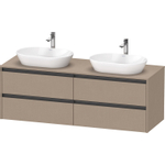 Duravit ketho meuble sous 2 lavabos avec plaque console et 4 tiroirs pour double lavabo 160x55x56.8cm avec poignées anthracite lin mat SW773049