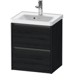 Duravit Ketho 2 Wastafelonderkast - 2 laden - 48.4x37.5x54.9cm - grepen antraciet - eiken zwart mat SW772309